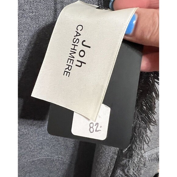 Joh Cashmere Grey Vest Cardigan Sweater With Fringe Trim Warm Medium New - Picture 3 of 10